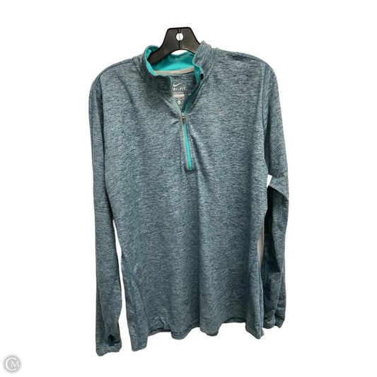 Athletic Top Long Sleeve Collar By Nike In Aqua, Size: Xl