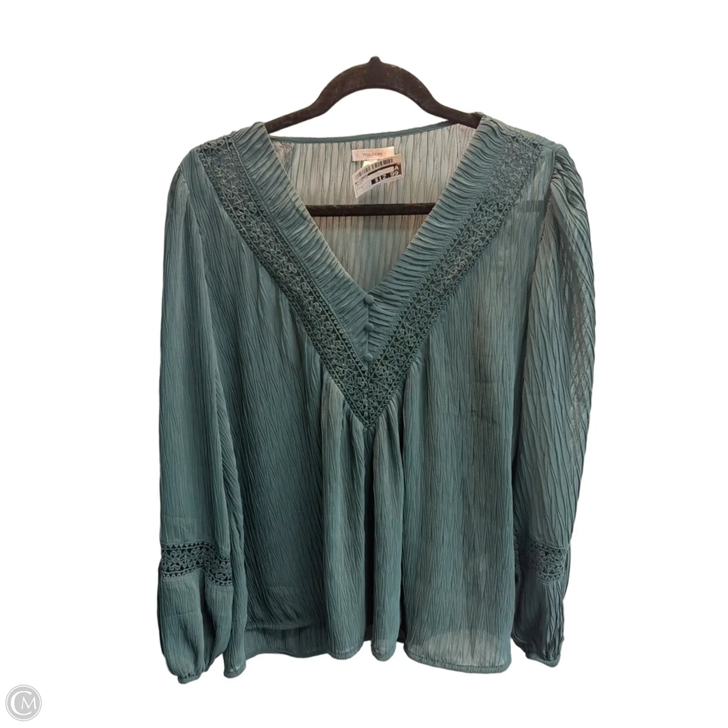 Blouse Long Sleeve By Maurices In Green, Size: S