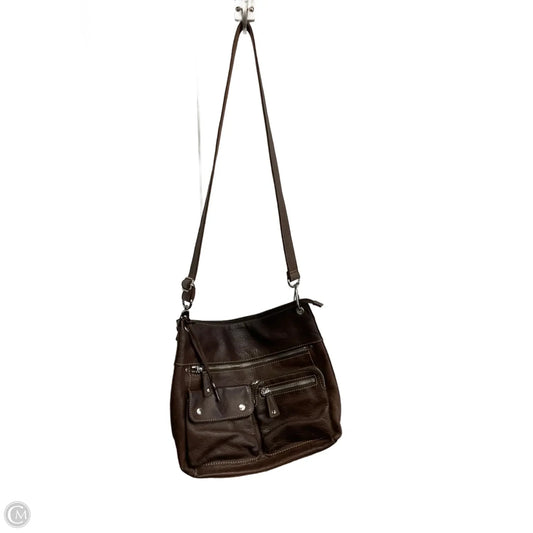 Handbag Leather By Fossil, Size: Medium