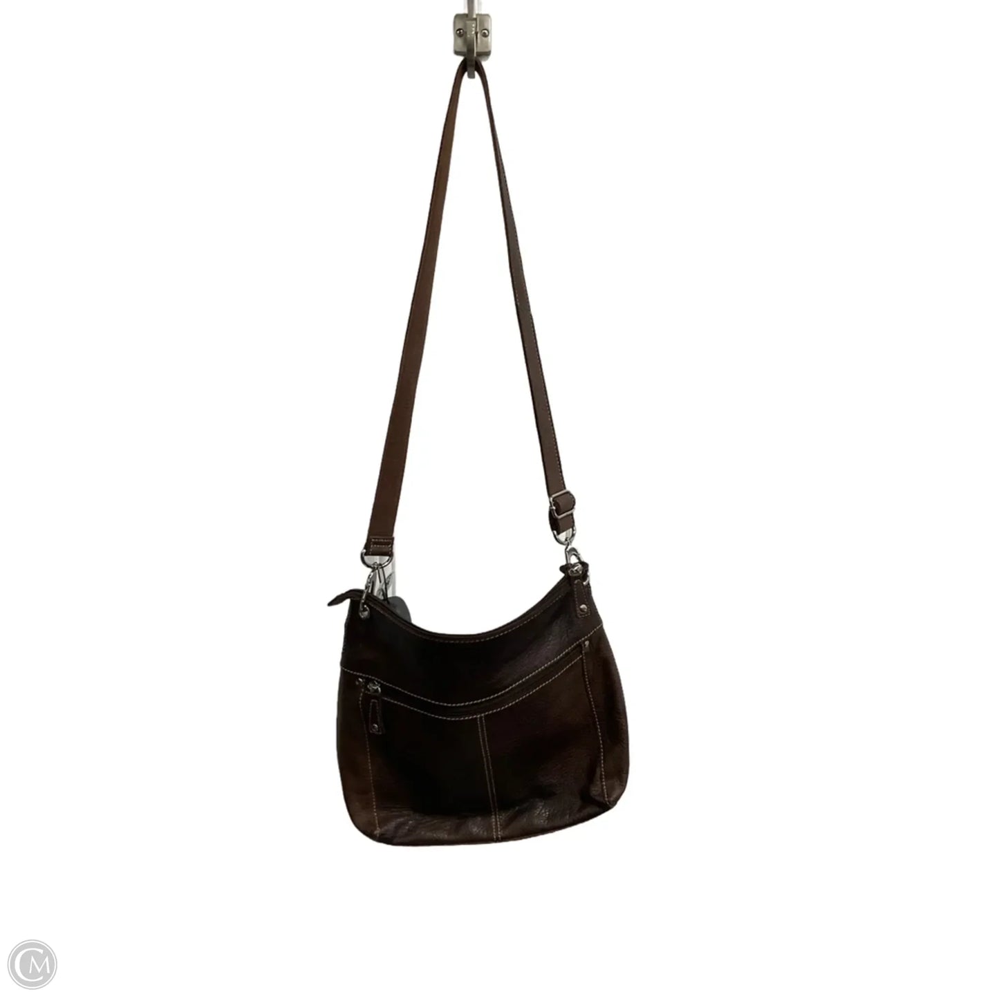 Handbag Leather By Fossil, Size: Medium