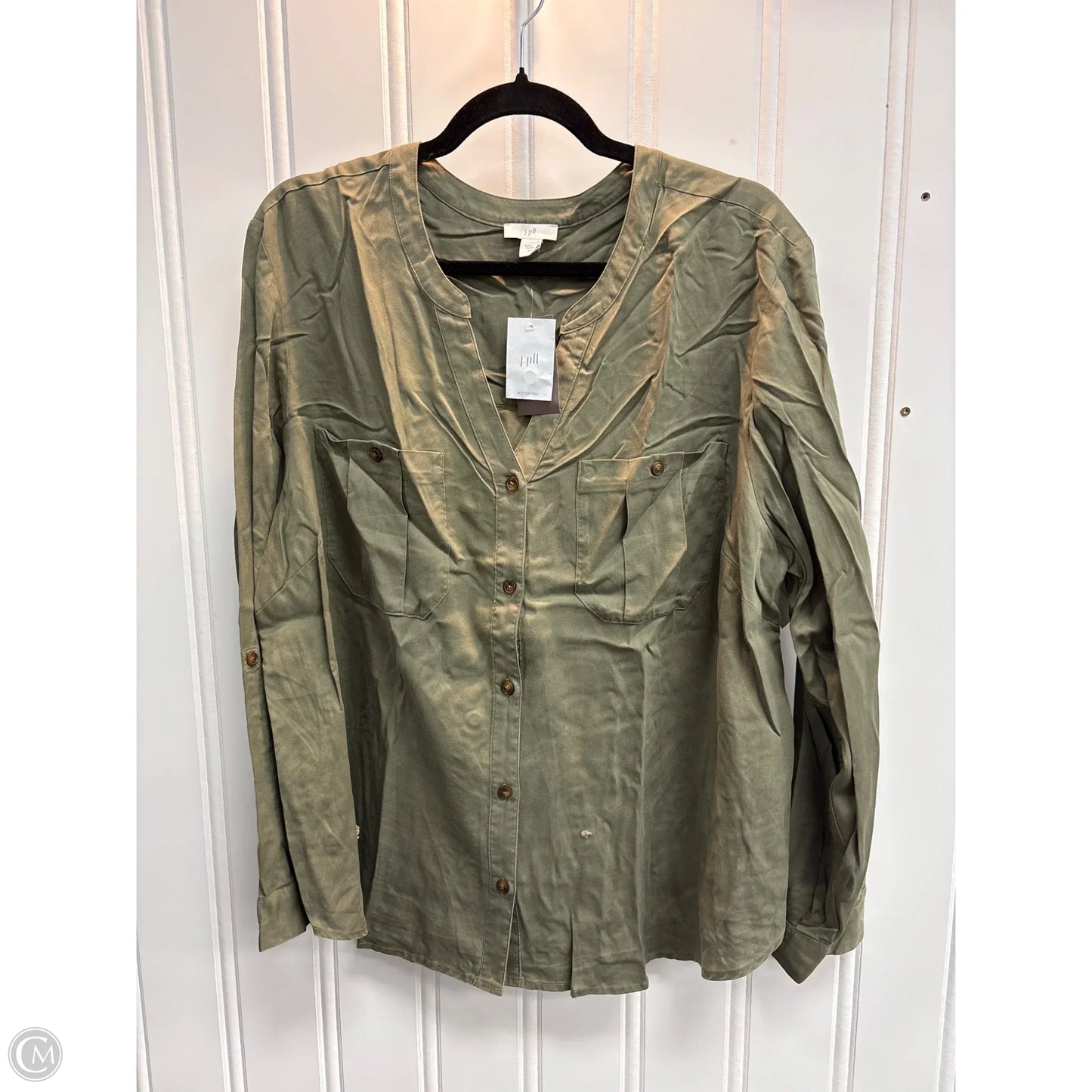 Blouse Long Sleeve By J. Jill In Green, Size: 2x
