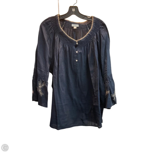 Blouse 3/4 Sleeve By J. Jill In Navy, Size: 2x