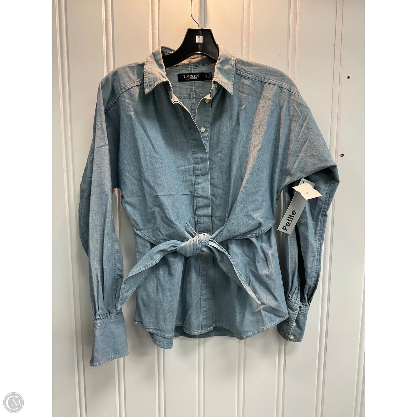 Blouse Long Sleeve By Lauren By Ralph Lauren In Blue, Size: Sp