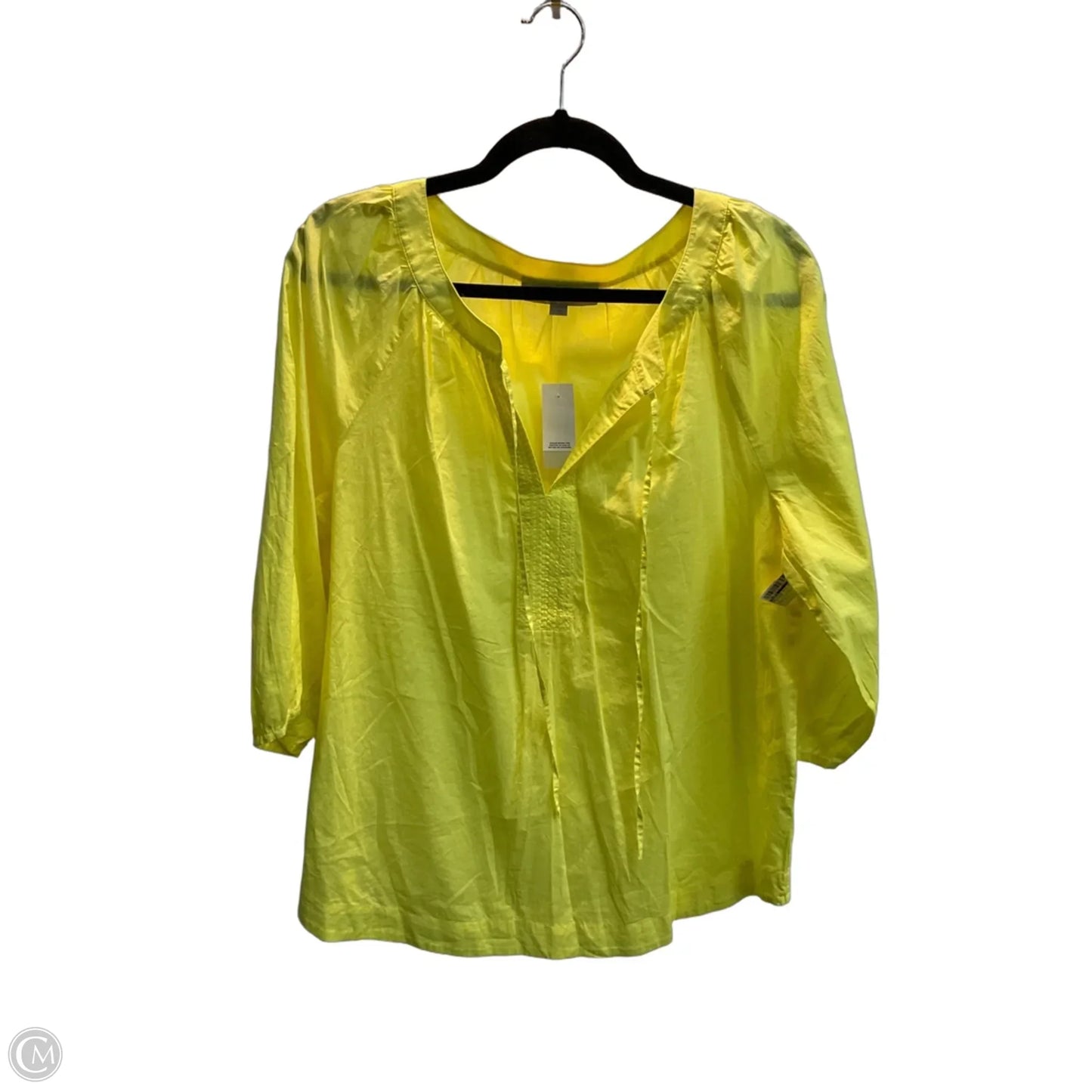 Blouse 3/4 Sleeve By Loft In Yellow, Size: L