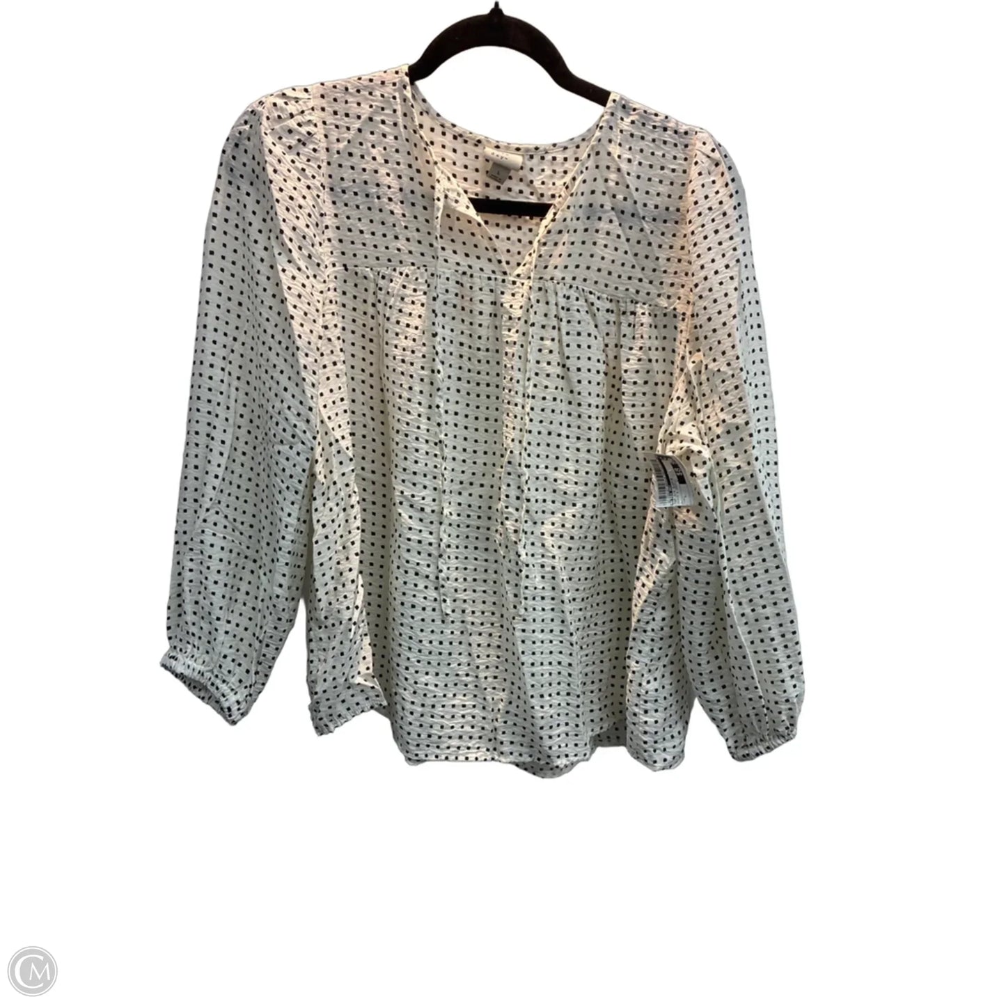Top 3/4 Sleeve By A New Day In Black & Cream, Size: L