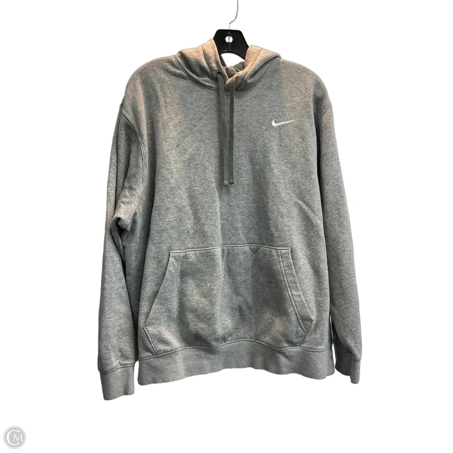 Athletic Top Long Sleeve Hoodie By Nike In Grey, Size: L