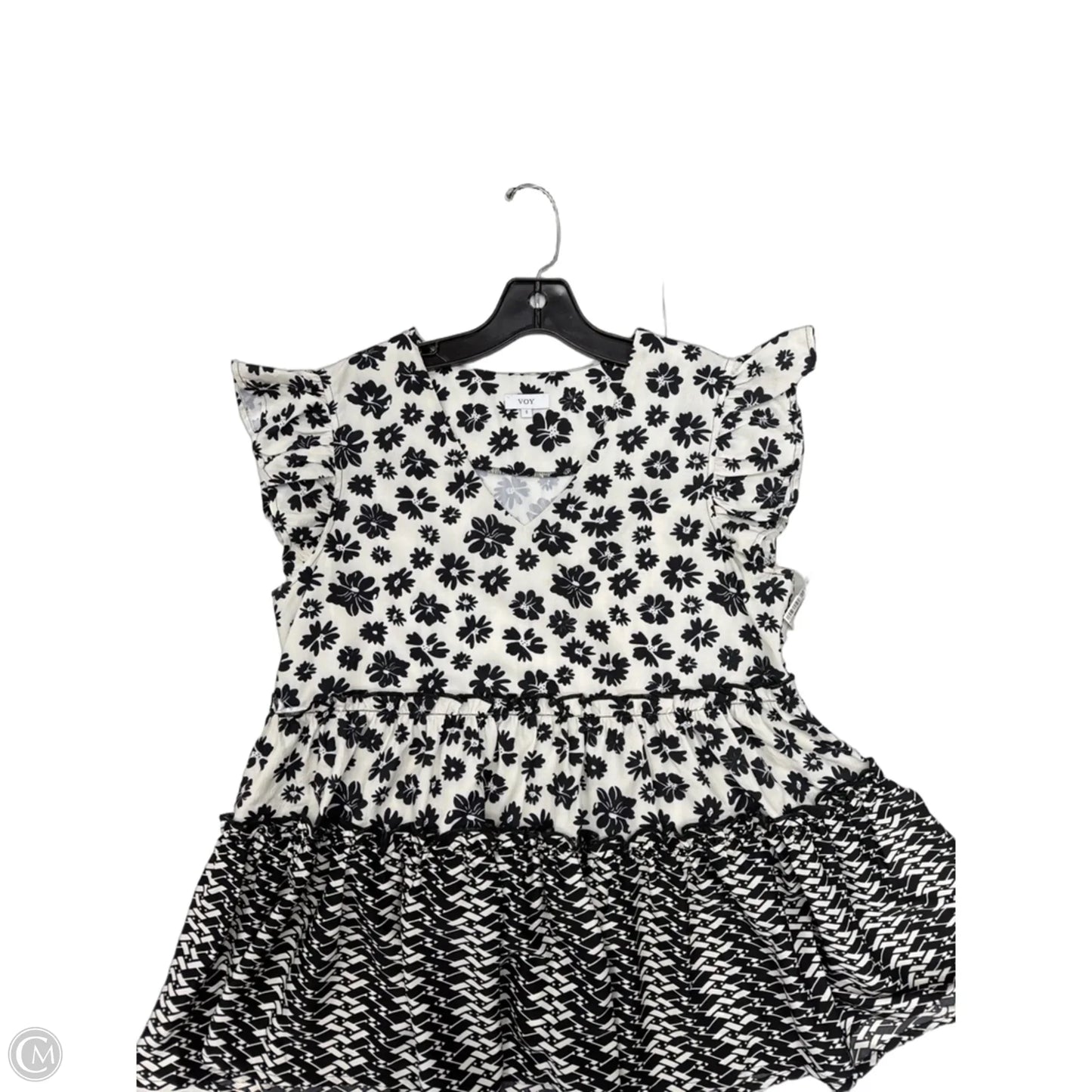 Top Sleeveless By Voy In Black & White, Size: S