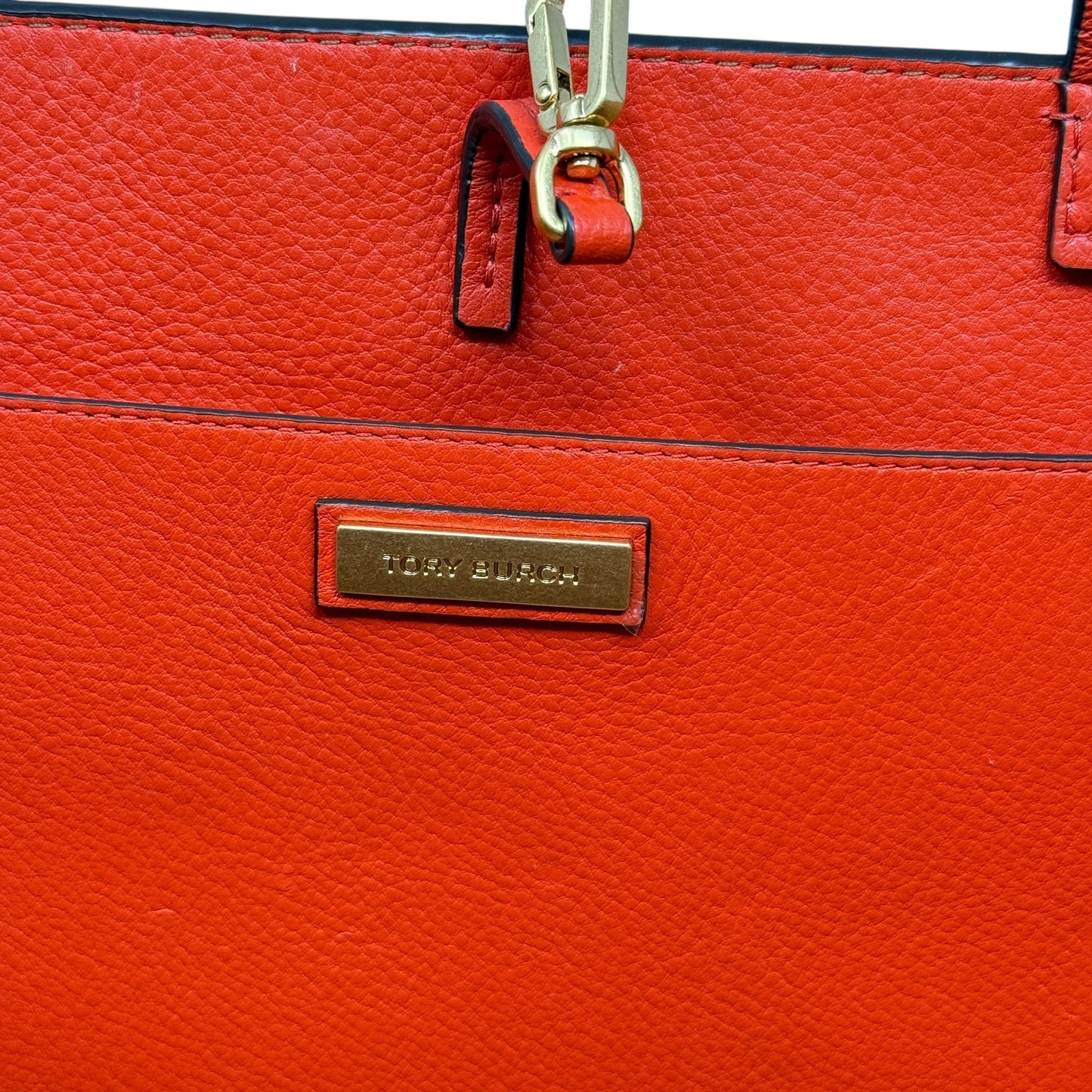 McGraw Pebbled Leather Tote Designer By Tory Burch, Size: Large
