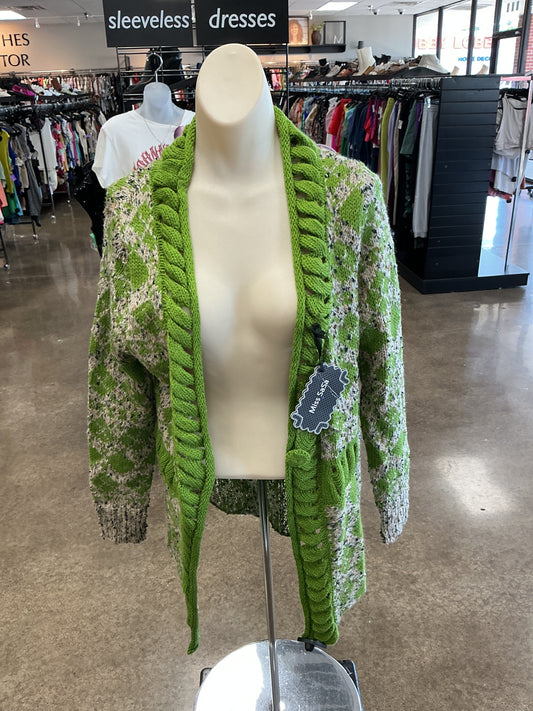 Sweater Cardigan By Clothes Mentor In Green, Size:L