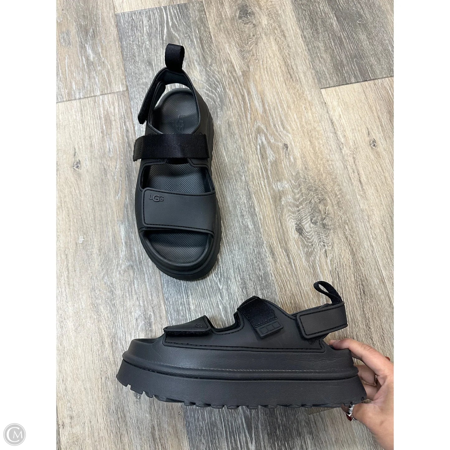 Sandals Designer By Ugg In Black, Size: 7