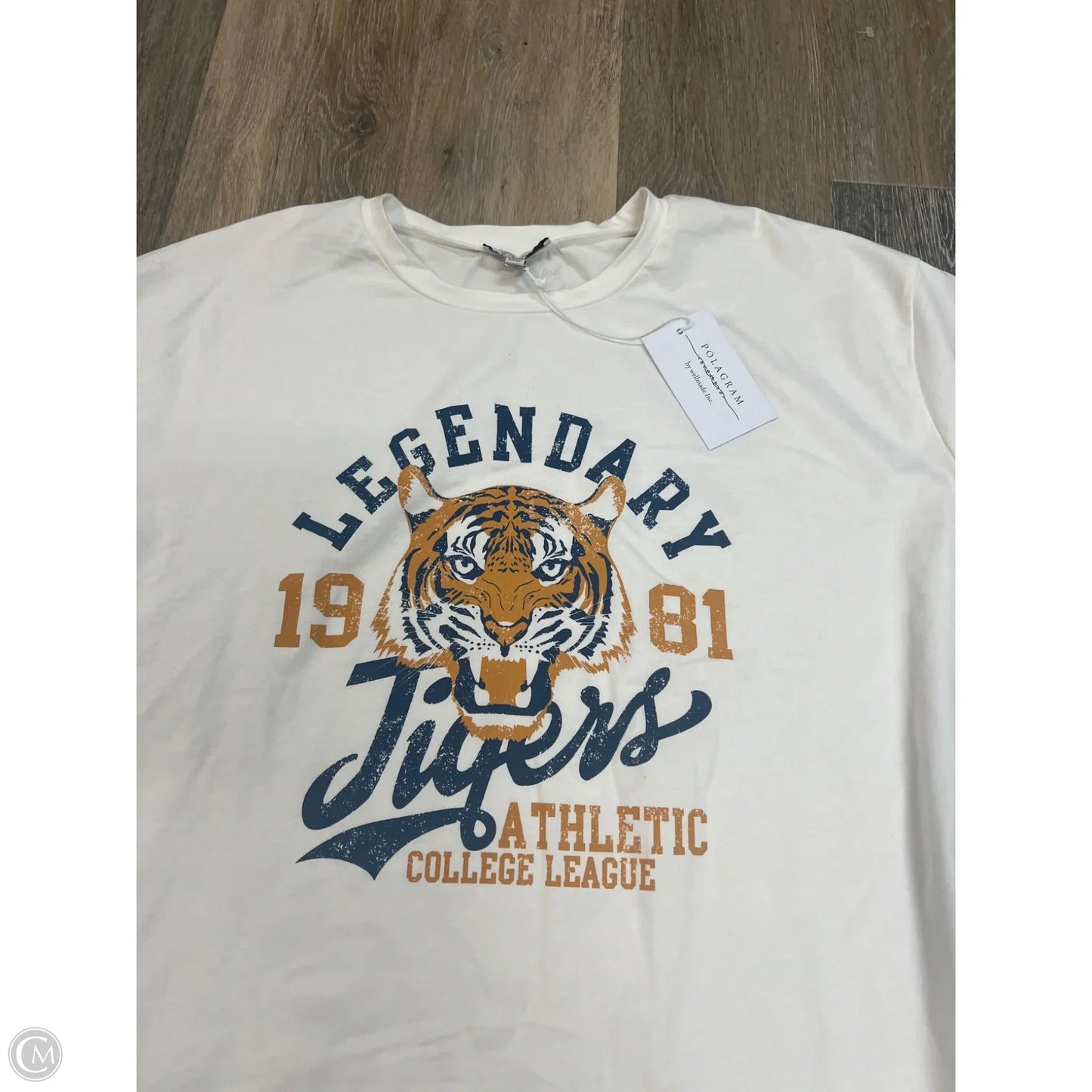 Top Short Sleeve By Polygram In White, Size: L