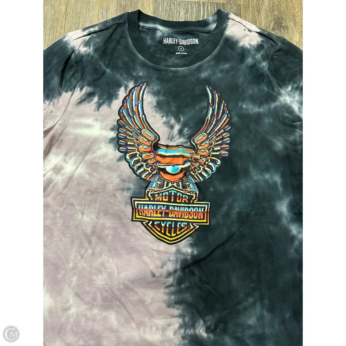 Top Short Sleeve By Harley Davidson In Tie Dye Print, Size: S