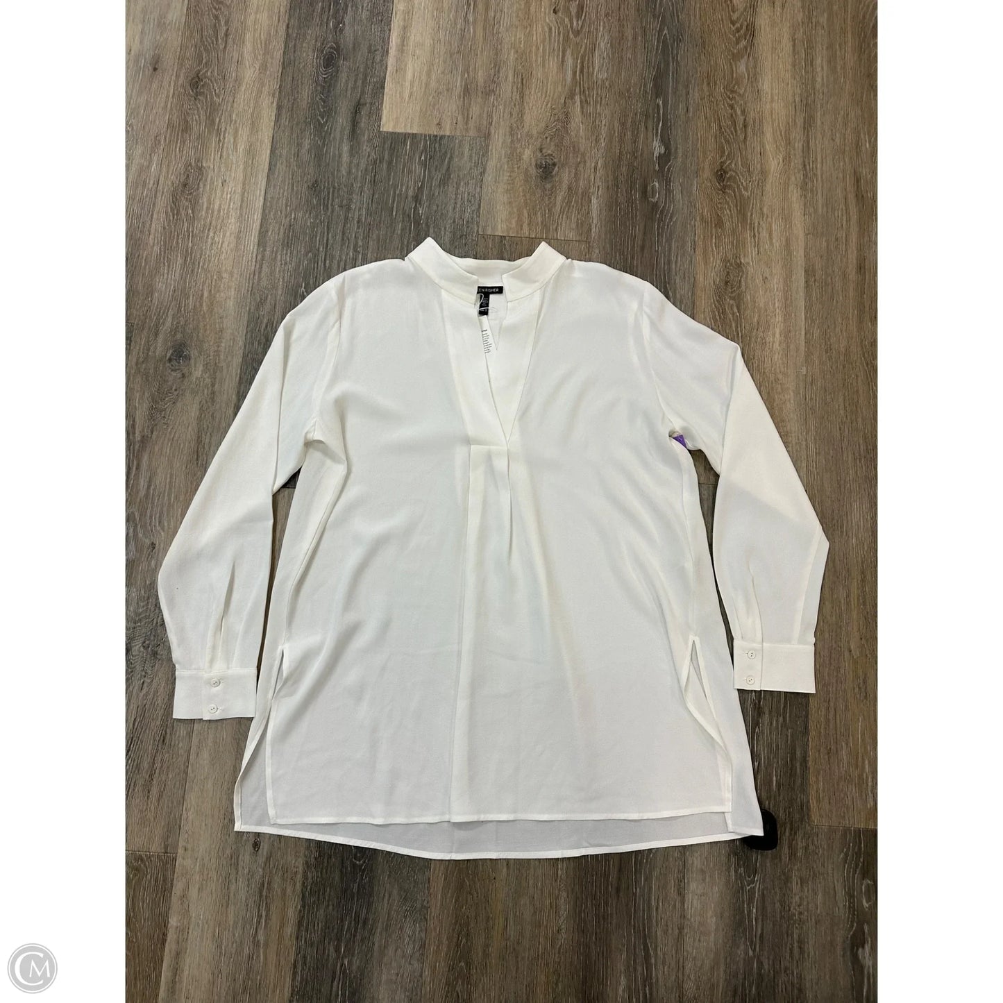 Blouse Long Sleeve By Eileen Fisher In White, Size: Xs
