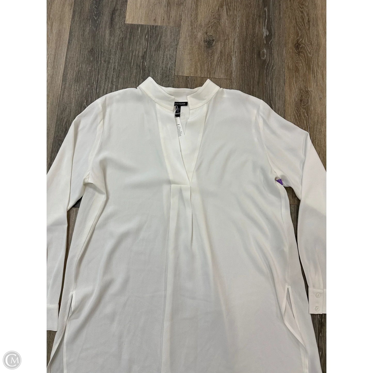 Blouse Long Sleeve By Eileen Fisher In White, Size: Xs