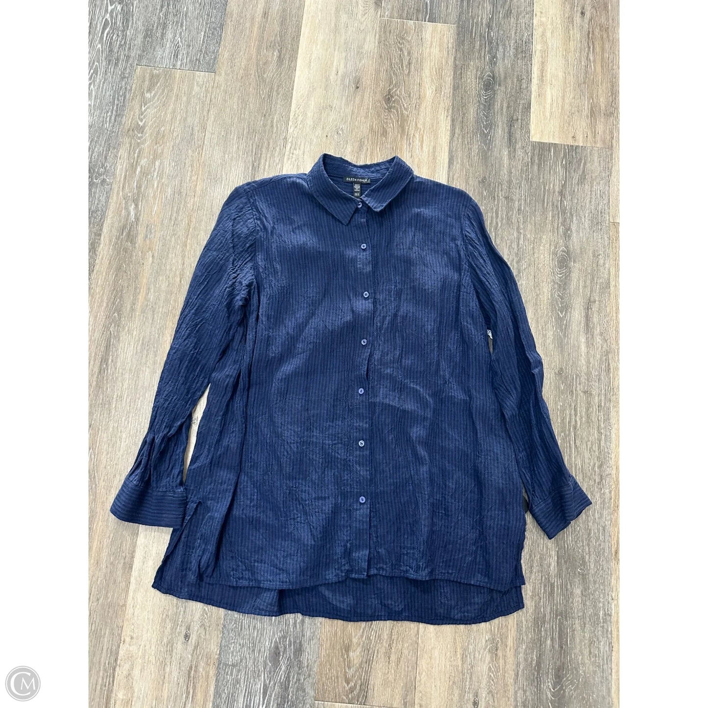 Blouse Long Sleeve By Eileen Fisher In Navy, Size: M