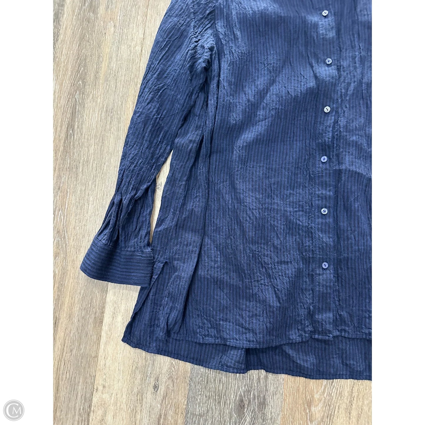 Blouse Long Sleeve By Eileen Fisher In Navy, Size: M