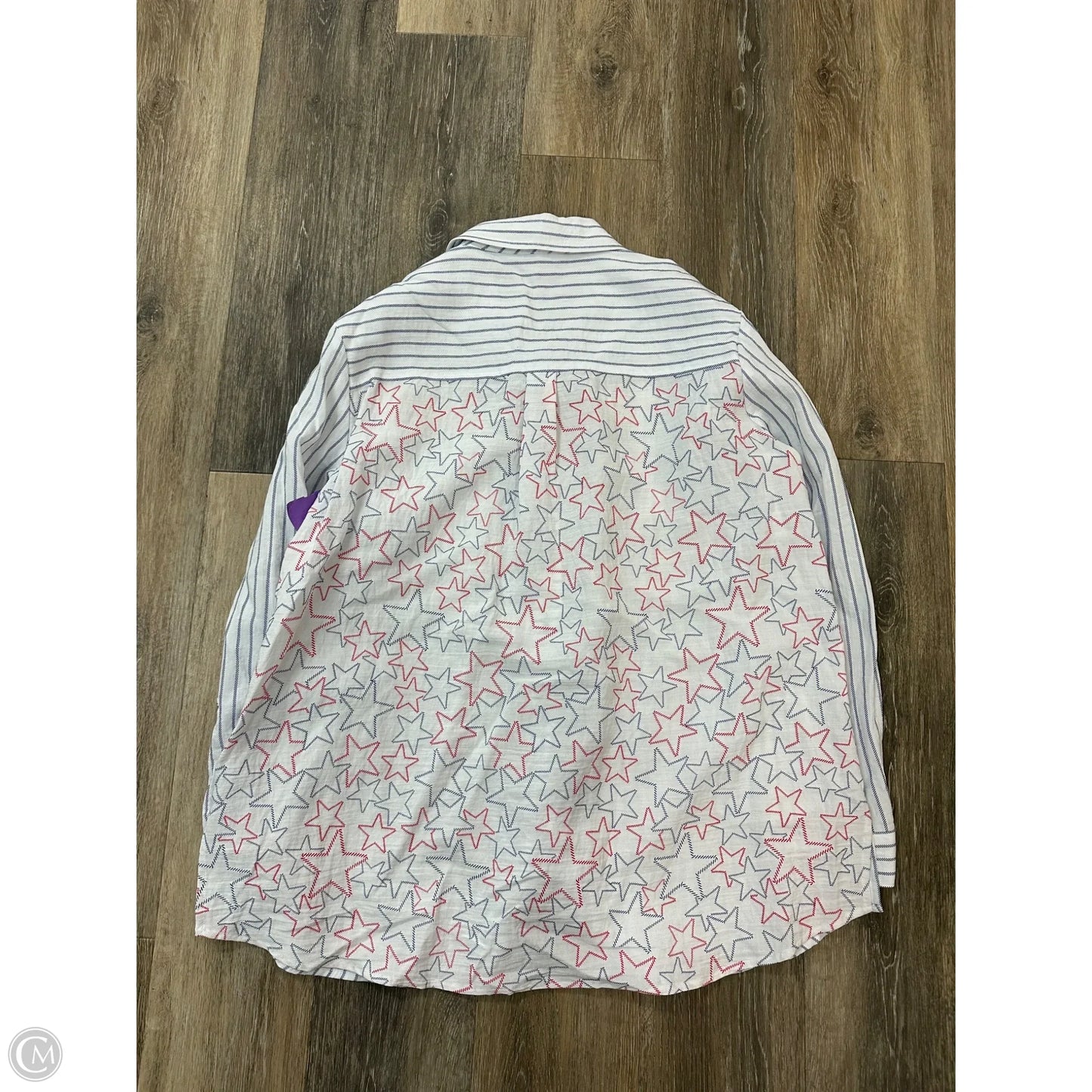 Blouse Long Sleeve By Multiples In Striped Pattern, Size: L