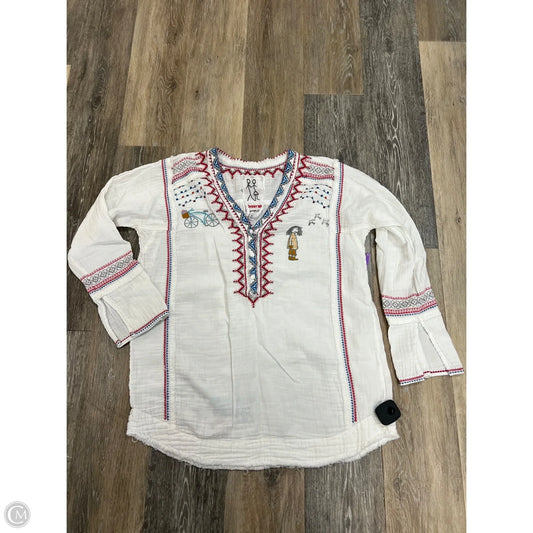 Blouse Long Sleeve By Johnny Was In White, Size: Xs