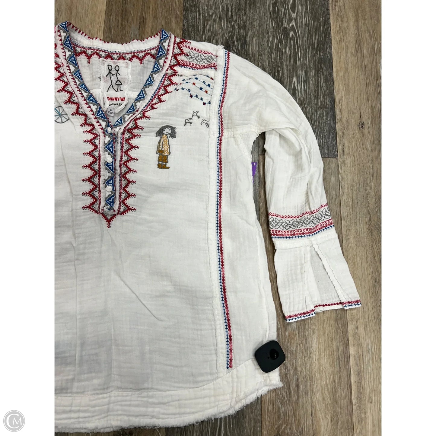 Blouse Long Sleeve By Johnny Was In White, Size: Xs