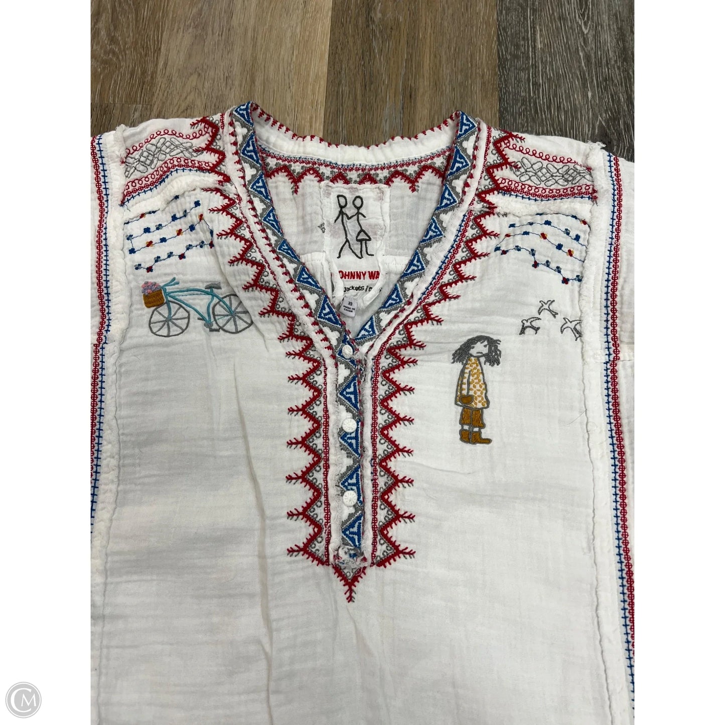 Blouse Long Sleeve By Johnny Was In White, Size: Xs