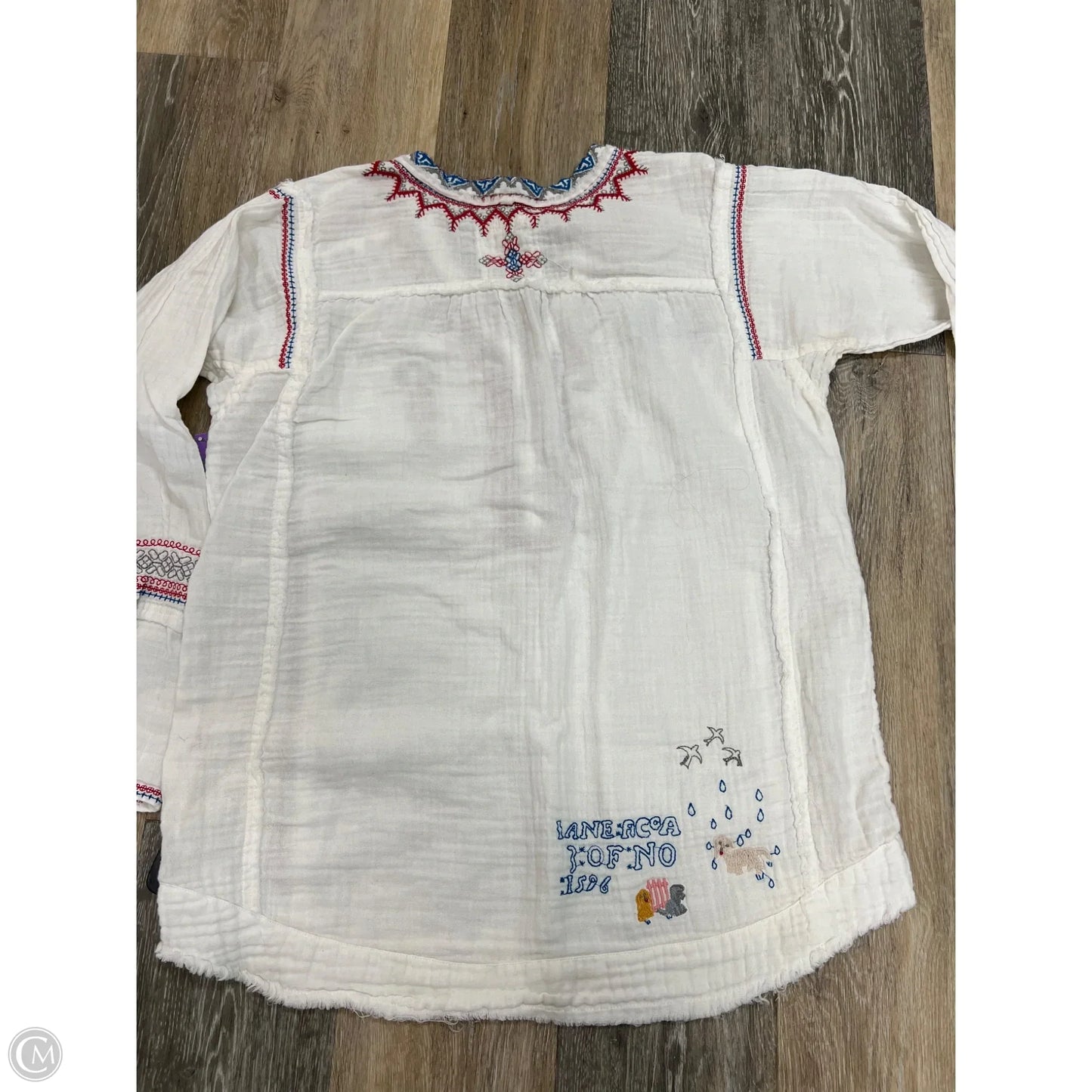 Blouse Long Sleeve By Johnny Was In White, Size: Xs