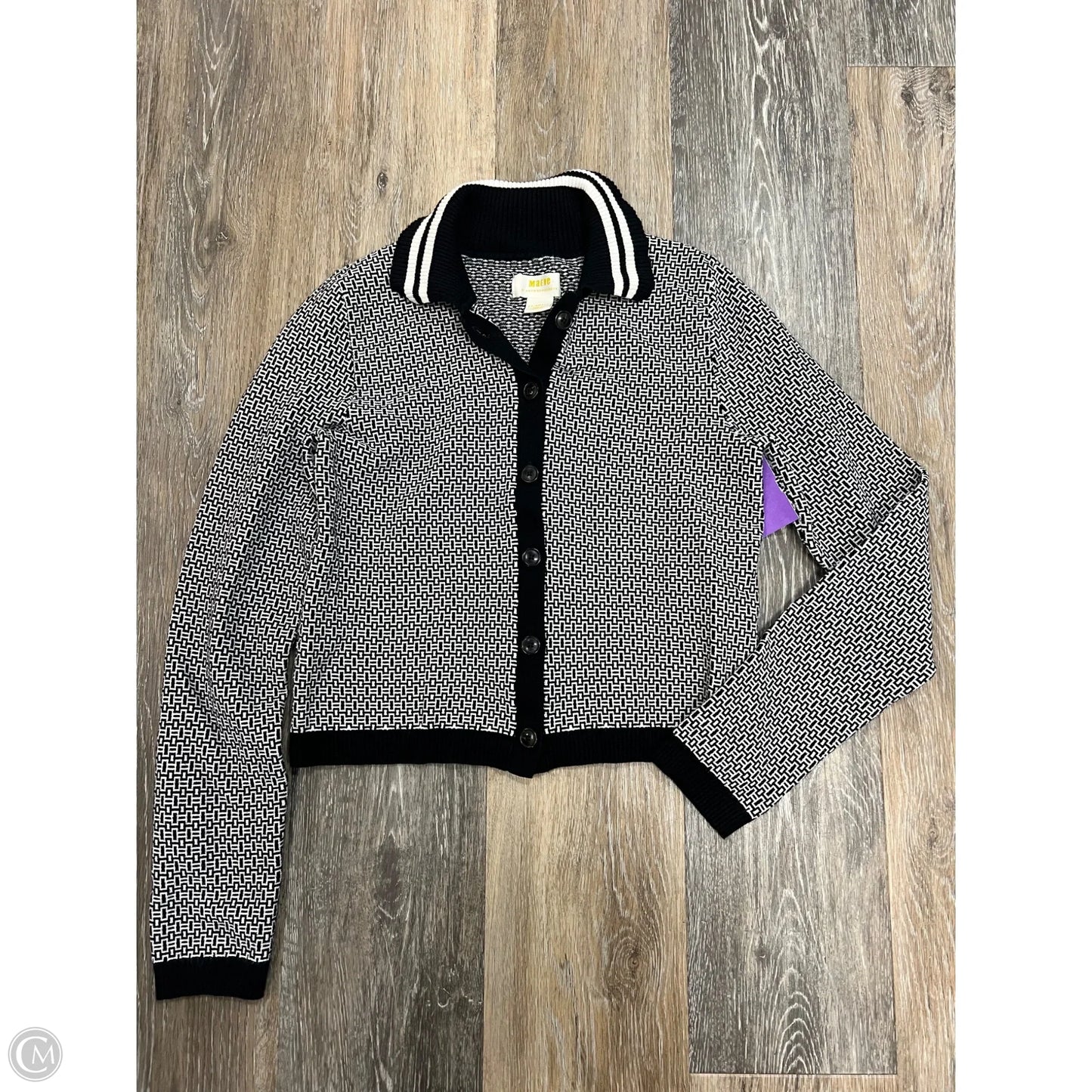 Sweater Cardigan By Maeve In Black & White, Size: Xxs