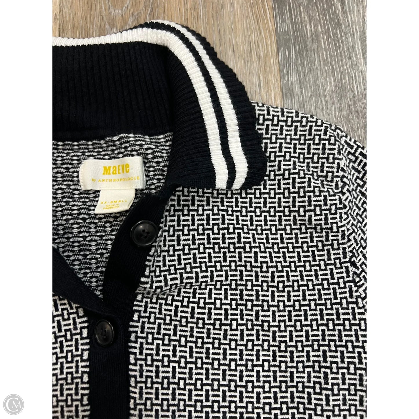 Sweater Cardigan By Maeve In Black & White, Size: Xxs