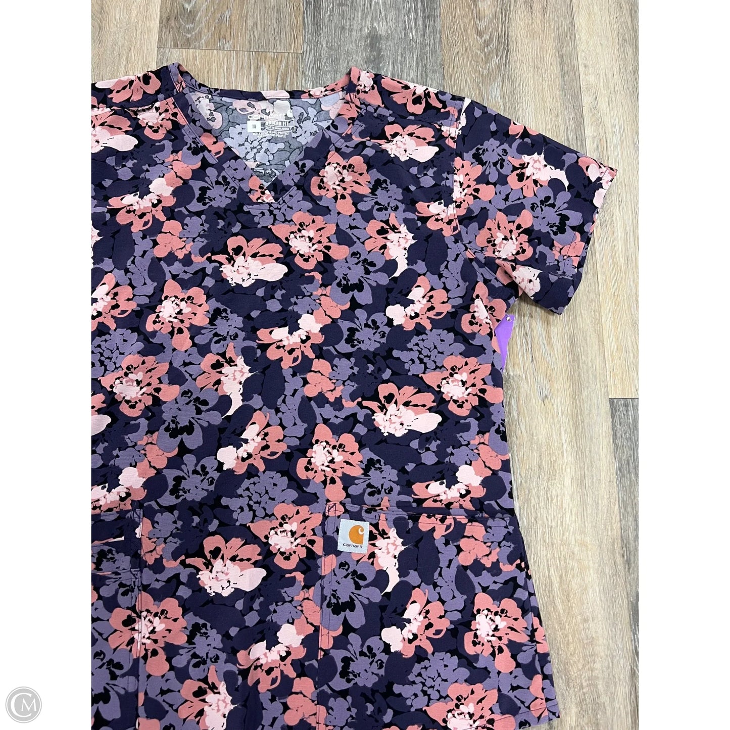 Scrub Top Short Sleeve By Carhartt In Purple, Size: M