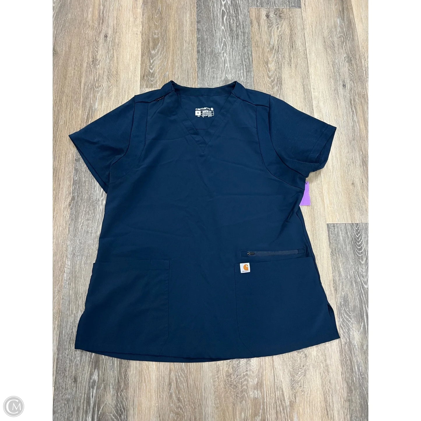 Scrub Top Short Sleeve By Carhartt In Blue, Size: M