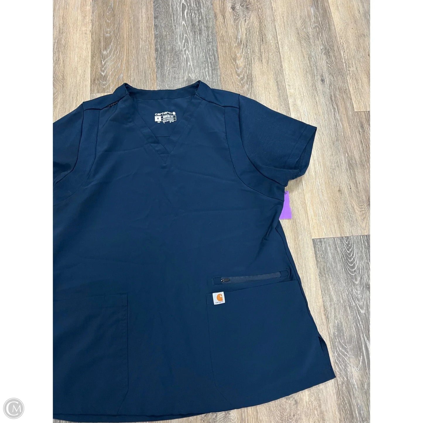 Scrub Top Short Sleeve By Carhartt In Blue, Size: M