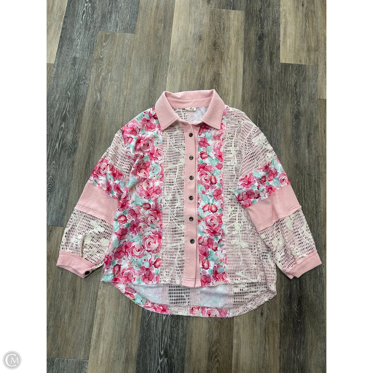 Blouse Long Sleeve By Pol In Pink, Size: M