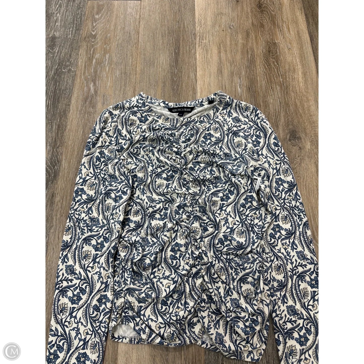 Top Long Sleeve By Veronica Beard In Blue & White, Size: S