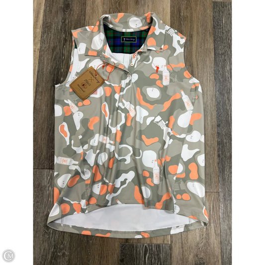 Athletic Tank Top By William Murray Golf In Grey & Orange, Size: L