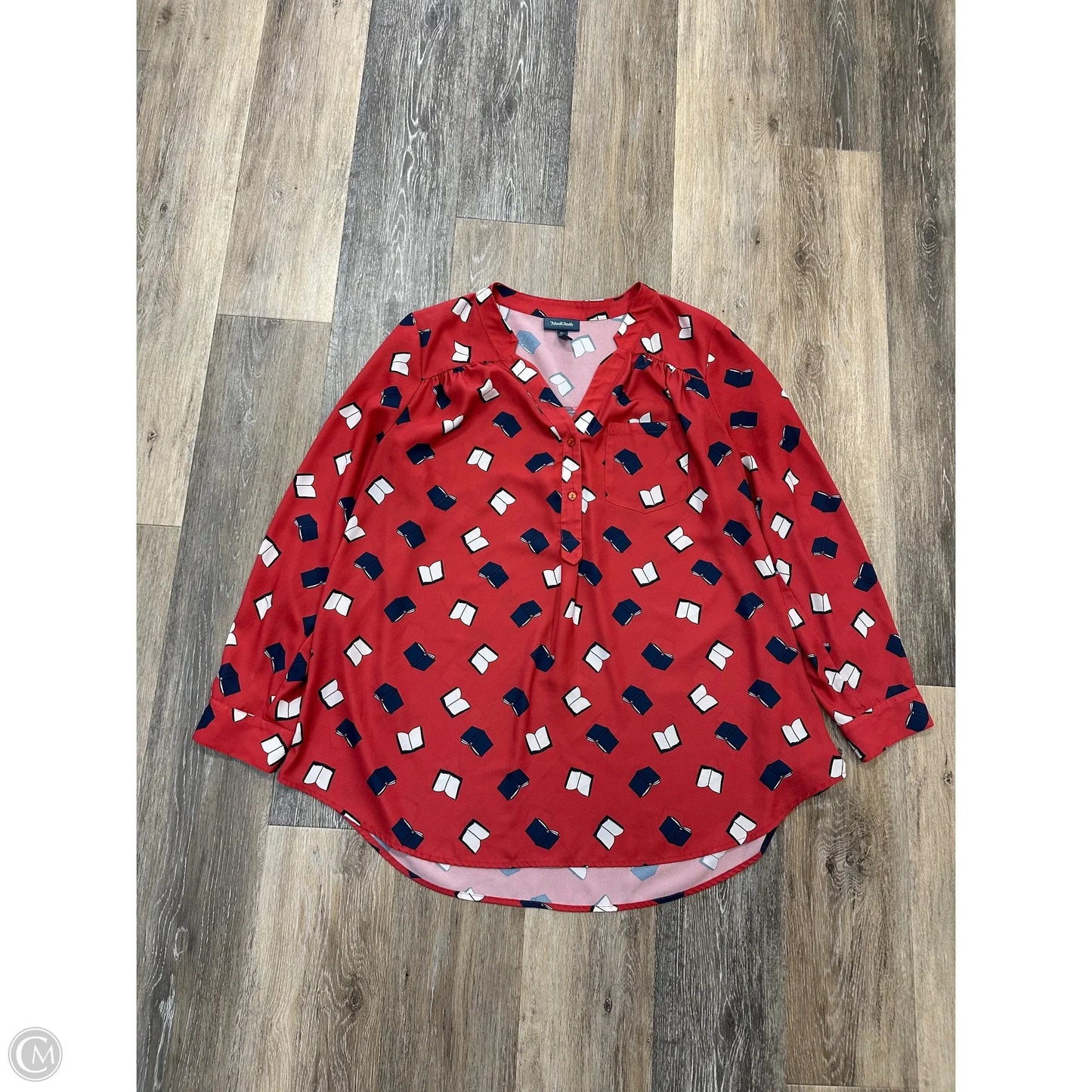 Blouse Long Sleeve By Modcloth In Red, Size: 1x
