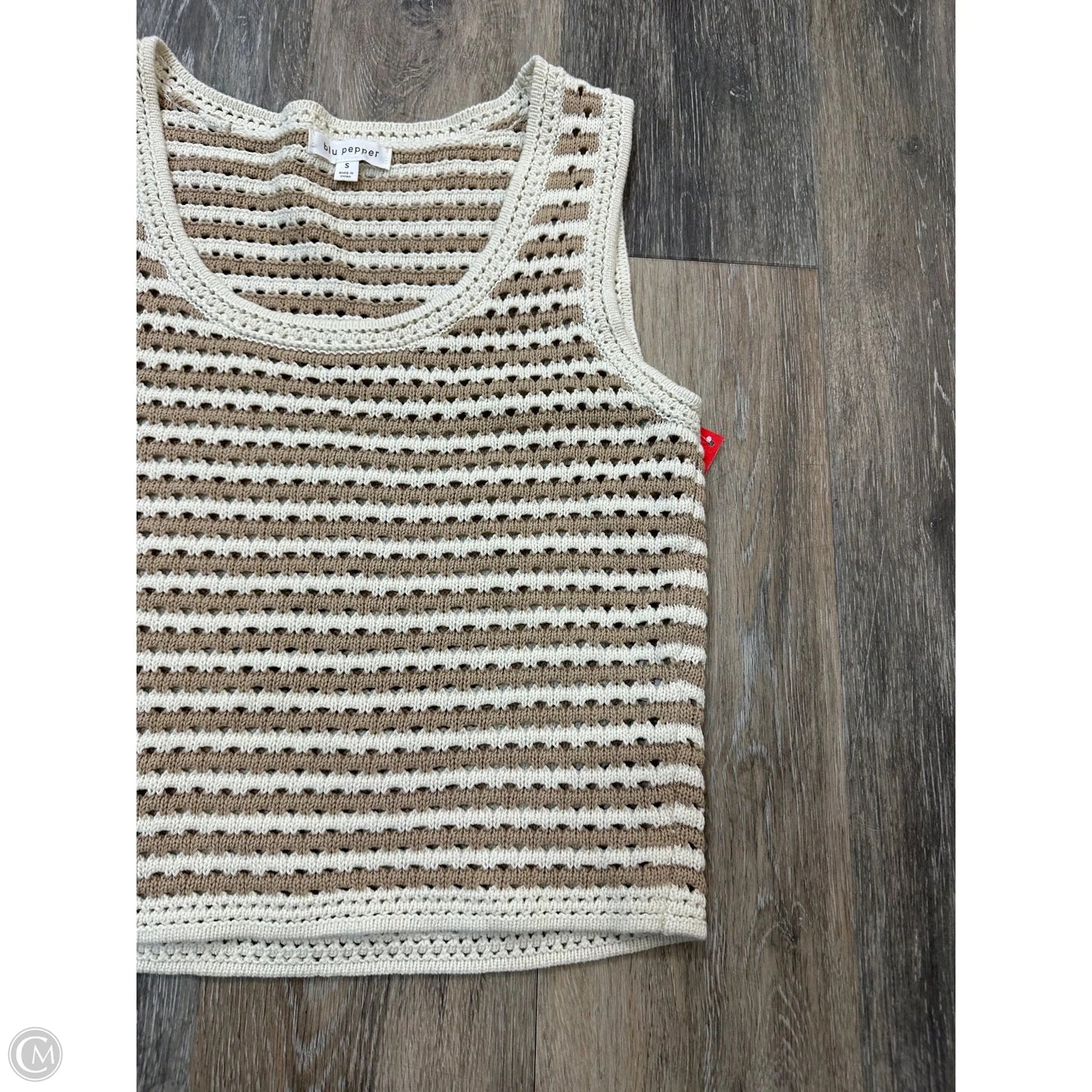 Top Sleeveless By Blu Pepper In Striped Pattern, Size: S