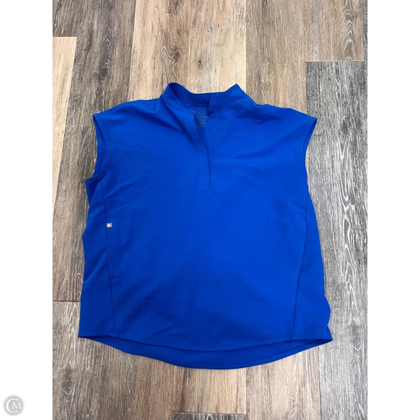 Scrub Top Short Sleeve By Figs In Blue, Size: Xs