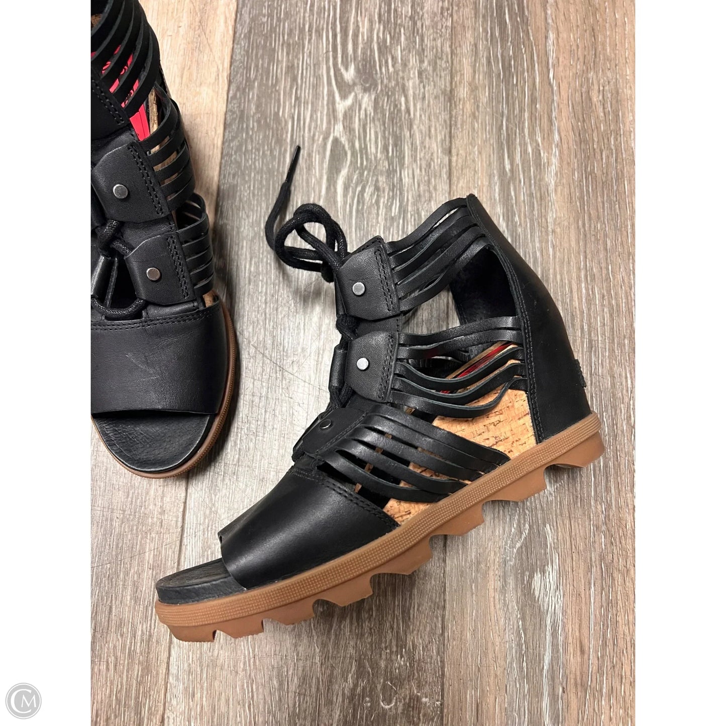 Sandals Heels Wedge By Sorel In Black, Size: 9