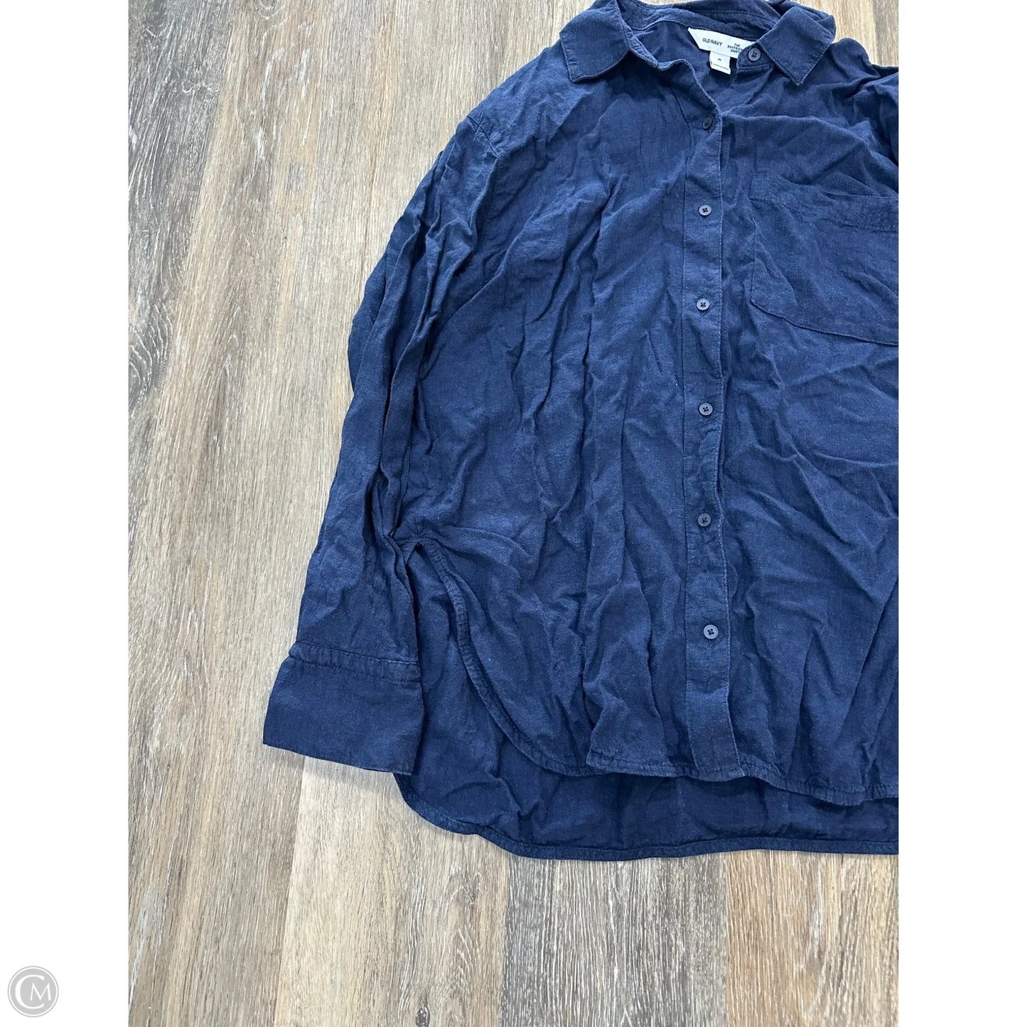 Blouse Long Sleeve By Old Navy In Navy, Size: M