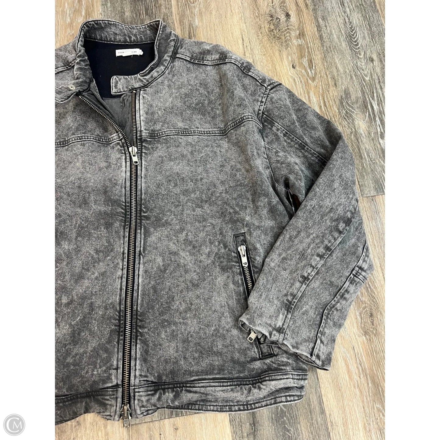 Jacket Denim By Good American In Black Denim, Size: L