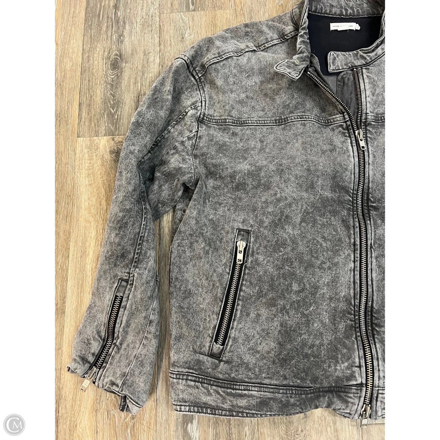Jacket Denim By Good American In Black Denim, Size: L