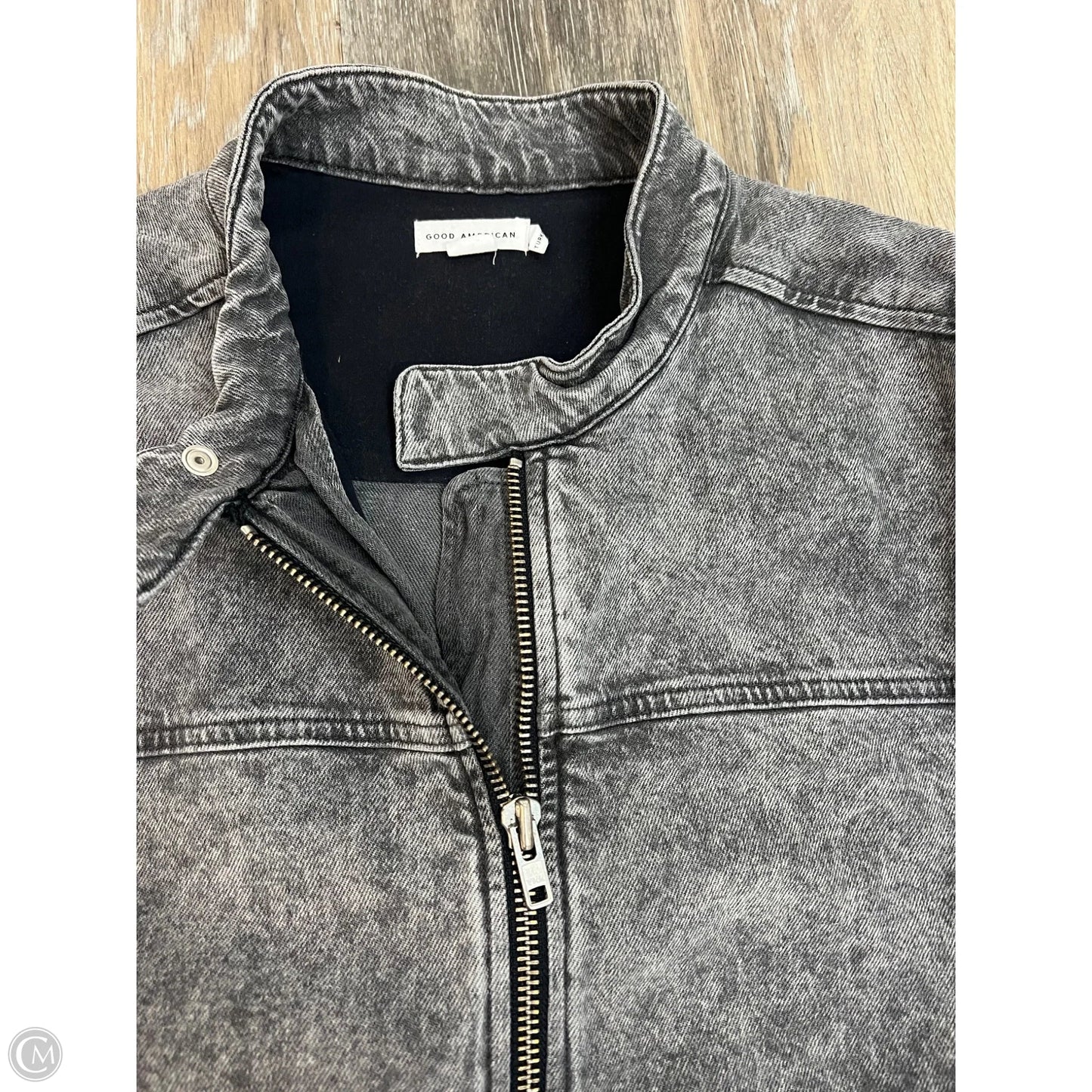 Jacket Denim By Good American In Black Denim, Size: L