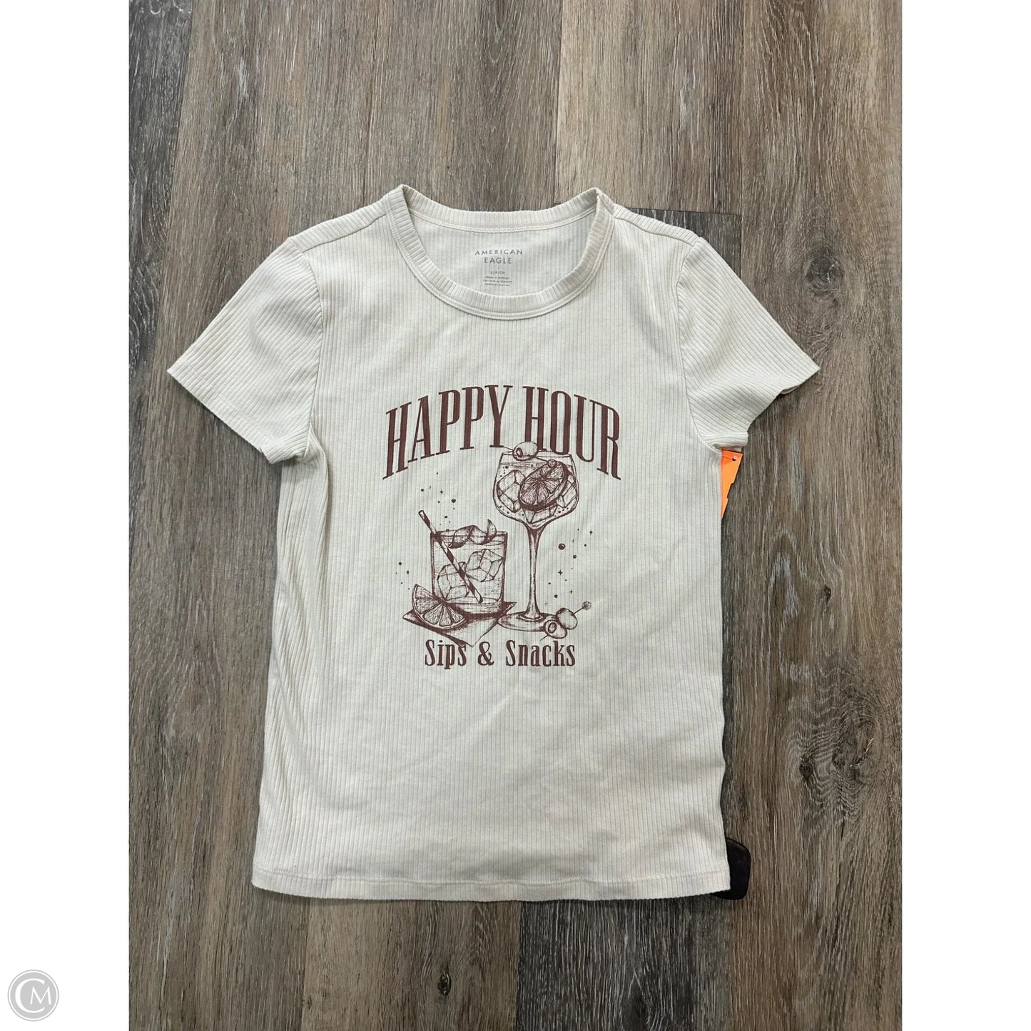 Top Short Sleeve By American Eagle In Cream, Size: S