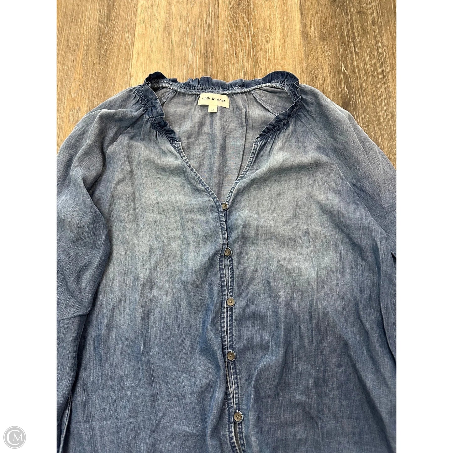 Blouse Long Sleeve By Cloth & Stone In Blue, Size: M