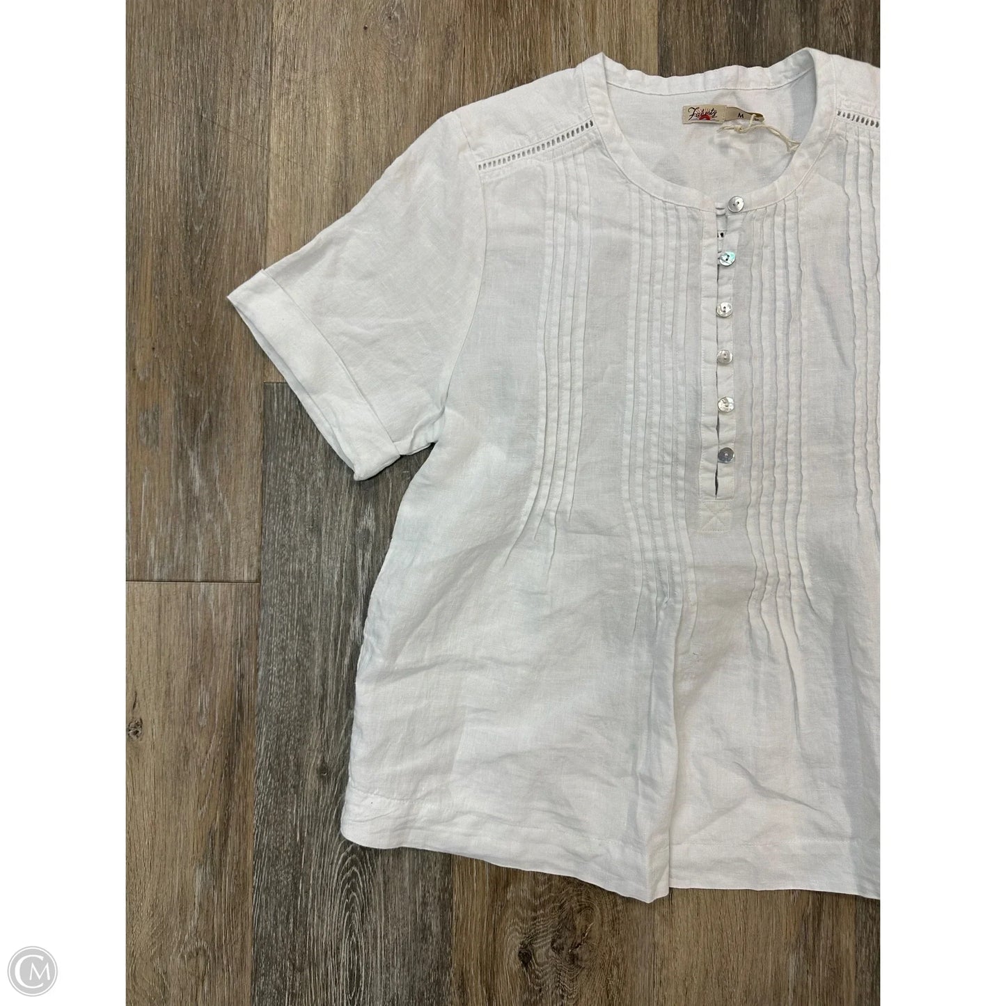 Blouse Short Sleeve By Faherty In White, Size: M