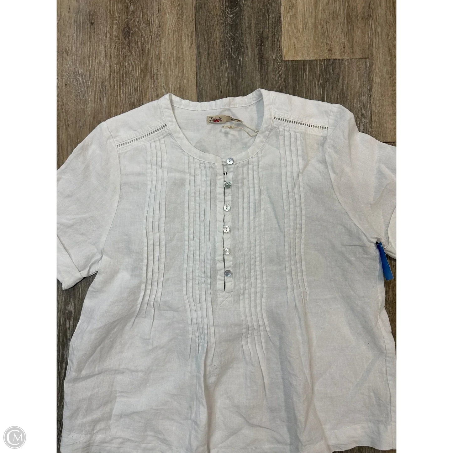 Blouse Short Sleeve By Faherty In White, Size: M