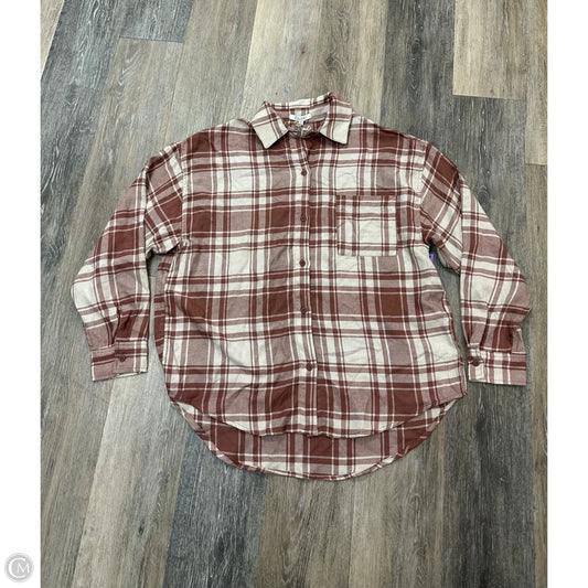 Blouse Long Sleeve By Z Supply In Plaid Pattern, Size: S
