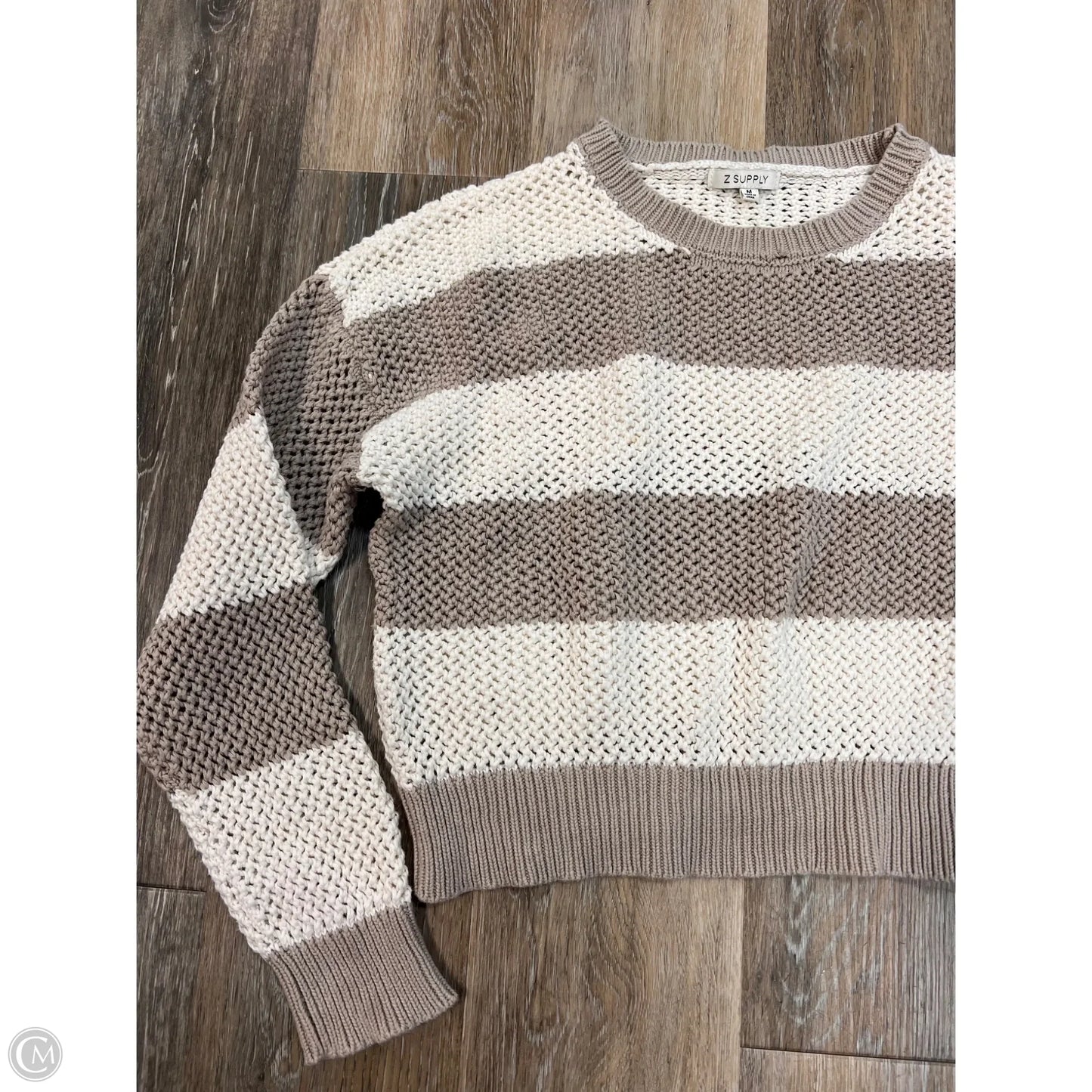 Sweater By Z Supply In Brown & White, Size: M