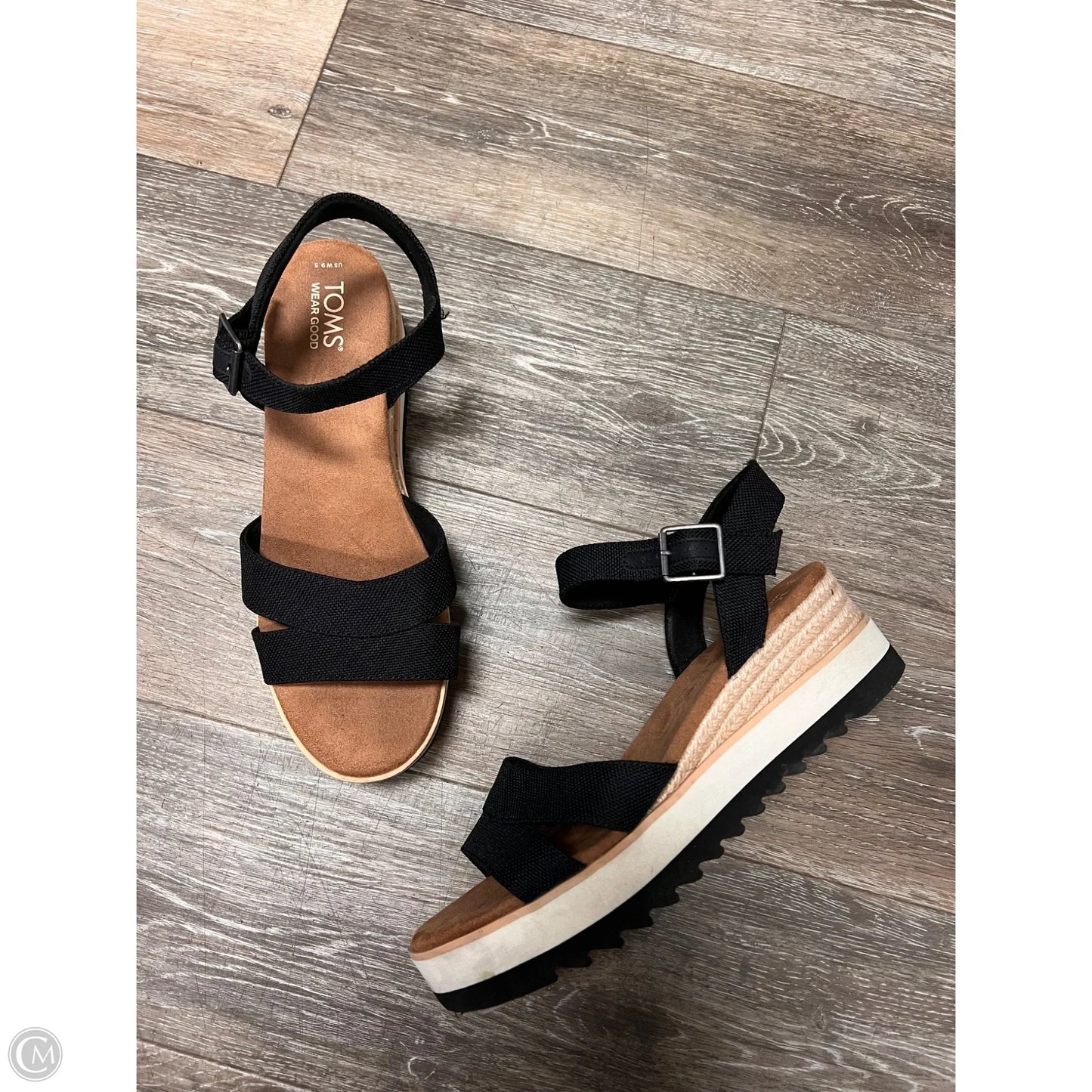 Sandals Flats By Toms In Black, Size: 9.5