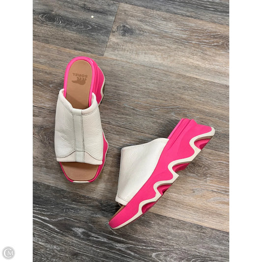 Sandals Heels Wedge By Sorel In Cream & Pink, Size: 6.5