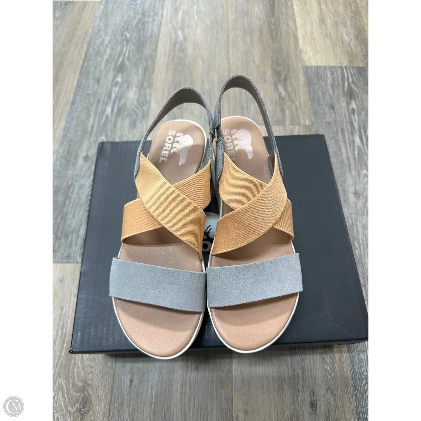 Sandals Heels Wedge By Sorel In Grey & Orange, Size: 7